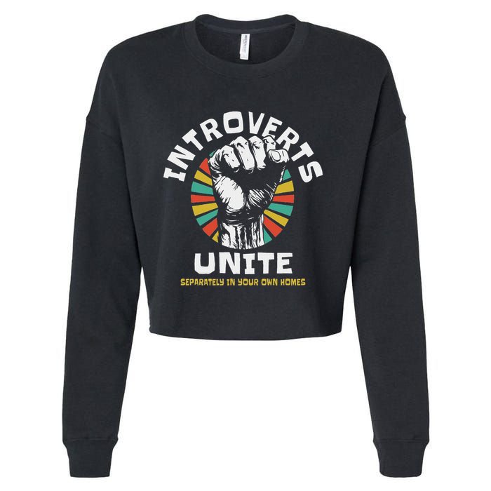 Introverts Unite Separately Own Homes Emblem Cropped Pullover Crew