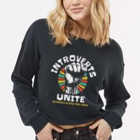 Introverts Unite Separately Own Homes Emblem Cropped Pullover Crew