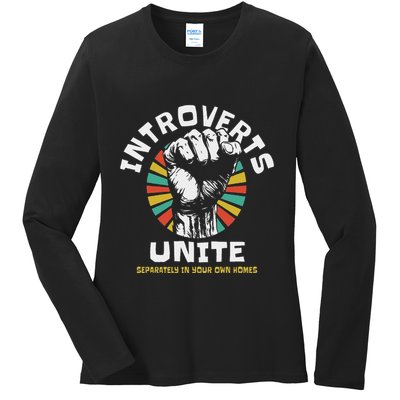 Introverts Unite Separately Own Homes Emblem Ladies Long Sleeve Shirt