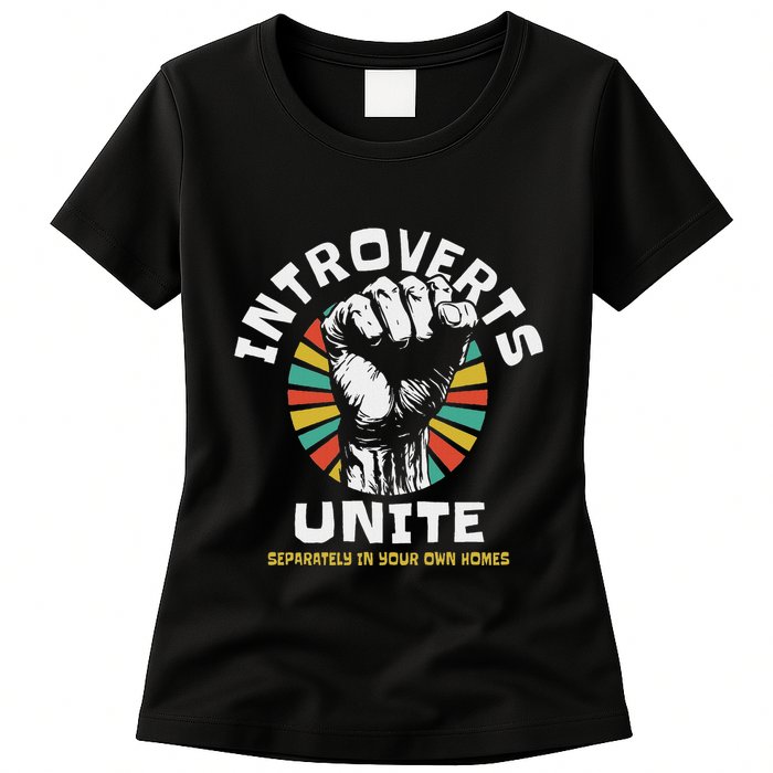 Introverts Unite Separately Own Homes Emblem Womens T-Shirt