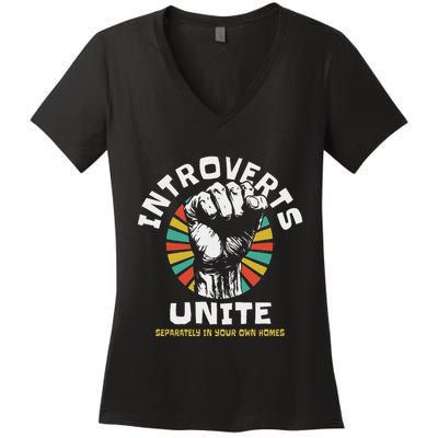 Introverts Unite Separately Own Homes Emblem Women's V-Neck T-Shirt