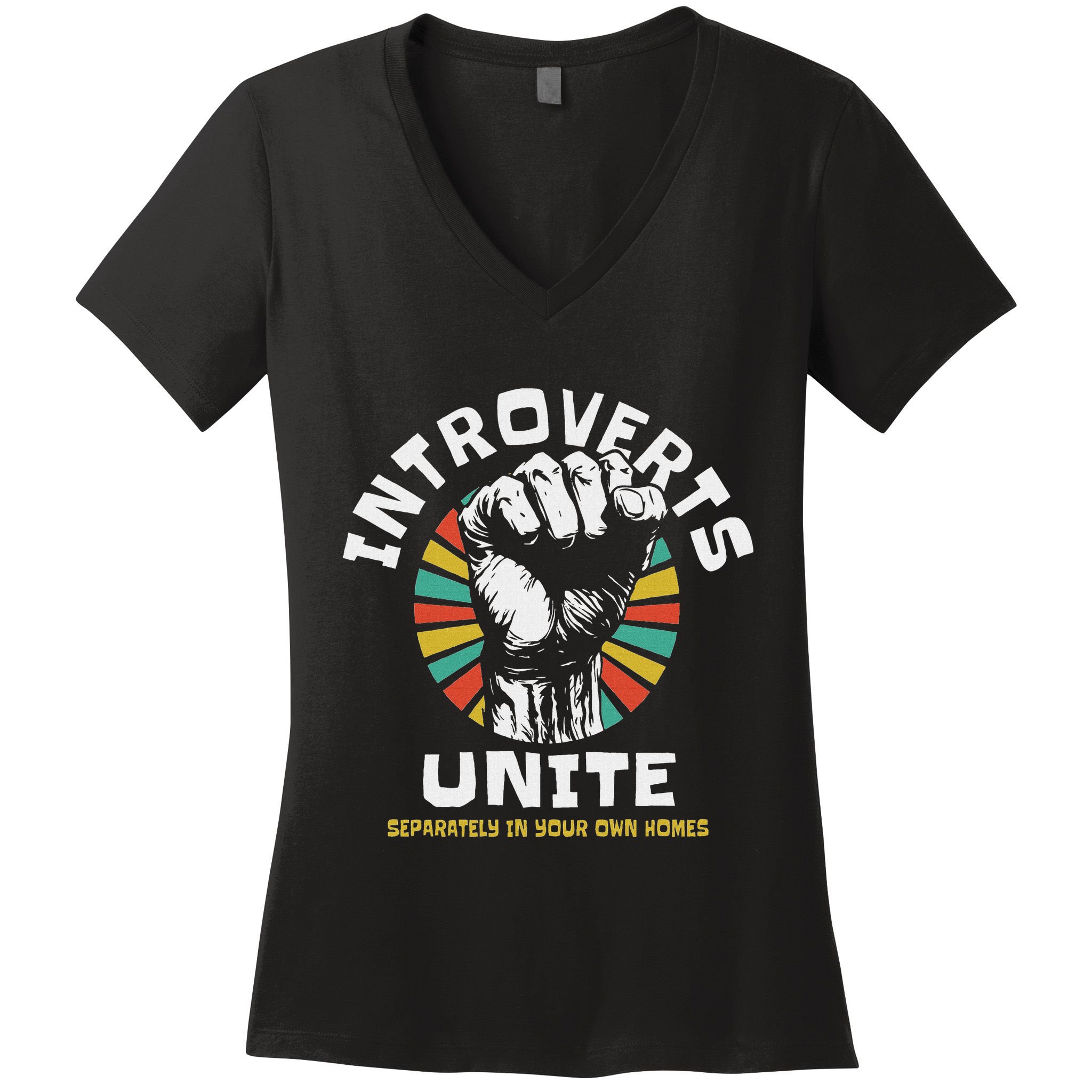 Introverts Unite Separately Own Homes Emblem Women's V-Neck T-Shirt