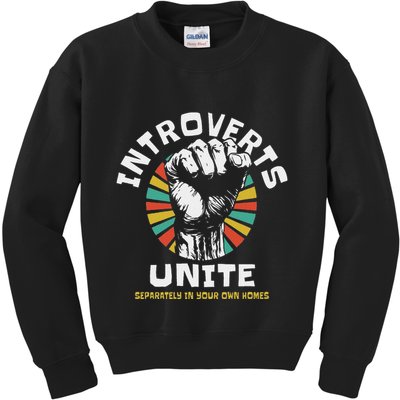 Introverts Unite Separately Own Homes Emblem Kids Sweatshirt