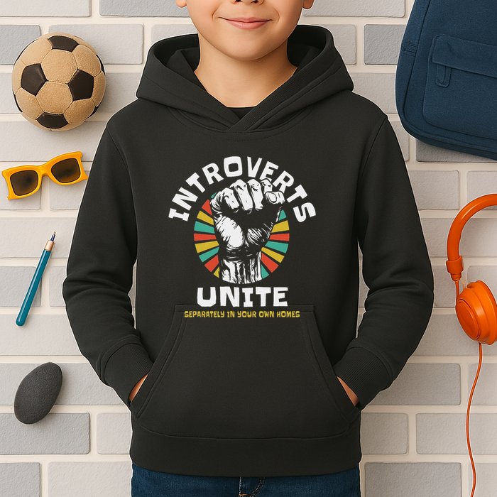 Introverts Unite Separately Own Homes Emblem Kids Hoodie