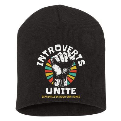 Introverts Unite Separately Own Homes Emblem Short Acrylic Beanie