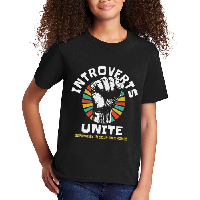 Introverts Unite Separately Own Homes Emblem Kids T-Shirt