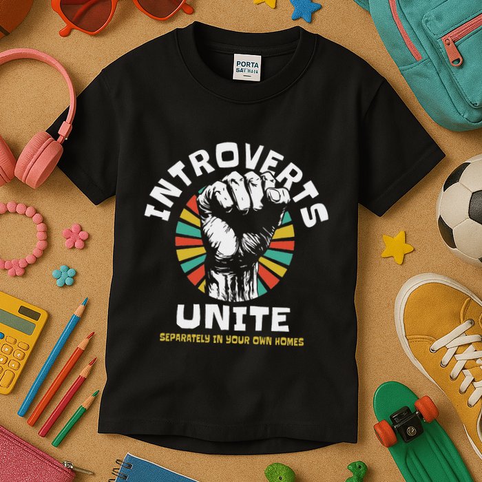 Introverts Unite Separately Own Homes Emblem Kids T-Shirt