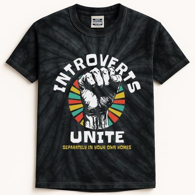 Introverts Unite Separately Own Homes Emblem Kids Tie-Dye T-Shirt