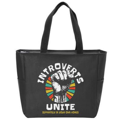 Introverts Unite Separately Own Homes Emblem Zip Tote Bag
