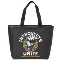 Introverts Unite Separately Own Homes Emblem Zip Tote Bag