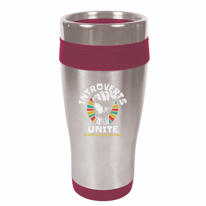Introverts Unite Separately Own Homes Emblem 16oz Travel Tumbler