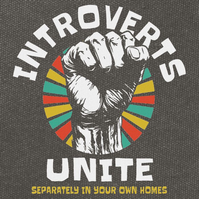 Introverts Unite Separately Own Homes Emblem Cotton Canvas Backpack