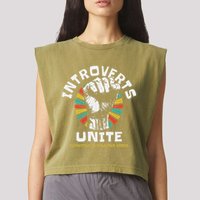 Introverts Unite Separately Own Homes Emblem Garment-Dyed Women's Muscle Tee