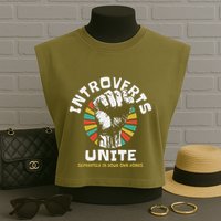 Introverts Unite Separately Own Homes Emblem Garment-Dyed Women's Muscle Tee