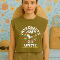 Introverts Unite Separately Own Homes Emblem Garment-Dyed Women's Muscle Tee