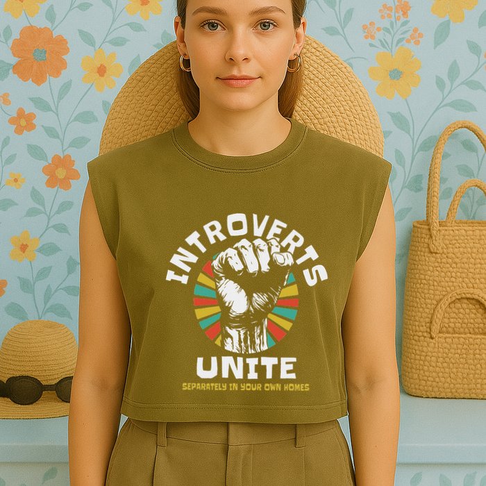 Introverts Unite Separately Own Homes Emblem Garment-Dyed Women's Muscle Tee