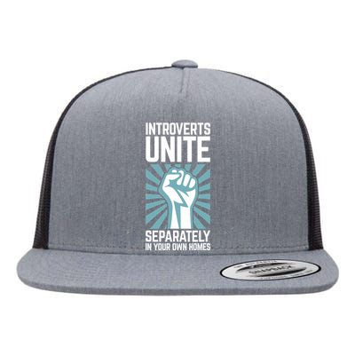 Introverts Unite Separately In Your Own Homes Flat Bill Trucker Hat