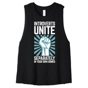 Introverts Unite Separately In Your Own Homes Women's Racerback Cropped Tank