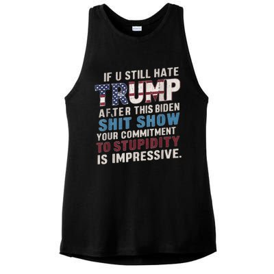 If U Still Hate Trump after Biden's Show is impressive Ladies PosiCharge Tri-Blend Wicking Tank