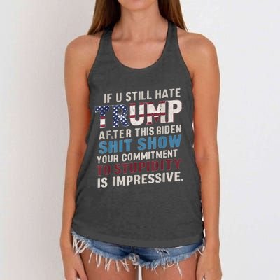 If U Still Hate Trump after Biden's Show is impressive Women's Knotted Racerback Tank