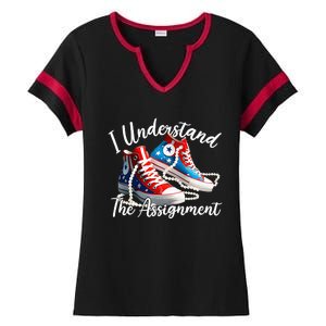 I Understand The Assignment Chucks And Pearls Election 2024 Ladies Halftime Notch Neck Tee