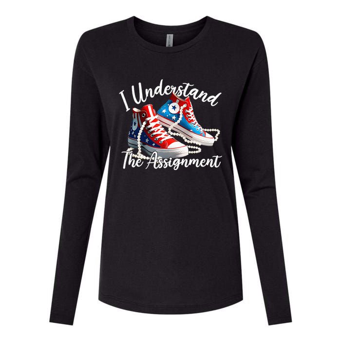 I Understand The Assignment Chucks And Pearls Election 2024 Womens Cotton Relaxed Long Sleeve T-Shirt