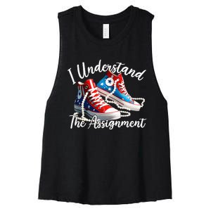 I Understand The Assignment Chucks And Pearls Election 2024 Women's Racerback Cropped Tank