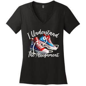 I Understand The Assignment Chucks And Pearls Election 2024 Women's V-Neck T-Shirt