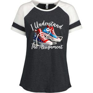 I Understand The Assignment Chucks And Pearls Election 2024 Enza Ladies Jersey Colorblock Tee