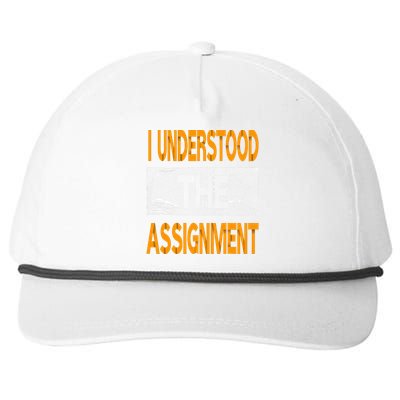 I Understood The Assignment Orange Color Graphic Snapback Five-Panel Rope Hat