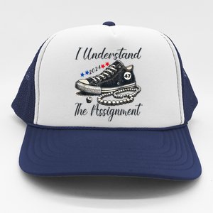 I Understand The Assignment Chucks And Pearls Election 2024 Trucker Hat