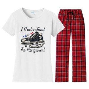 I Understand The Assignment Chucks And Pearls Election 2024 Women's Flannel Pajama Set