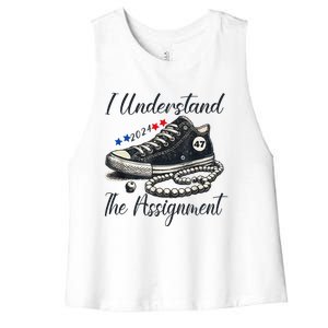 I Understand The Assignment Chucks And Pearls Election 2024 Women's Racerback Cropped Tank