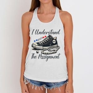 I Understand The Assignment Chucks And Pearls Election 2024 Women's Knotted Racerback Tank