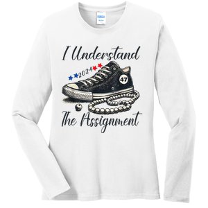 I Understand The Assignment Chucks And Pearls Election 2024 Ladies Long Sleeve Shirt