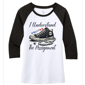 I Understand The Assignment Chucks And Pearls Election 2024 Women's Tri-Blend 3/4-Sleeve Raglan Shirt