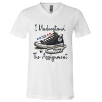 I Understand The Assignment Chucks And Pearls Election 2024 V-Neck T-Shirt