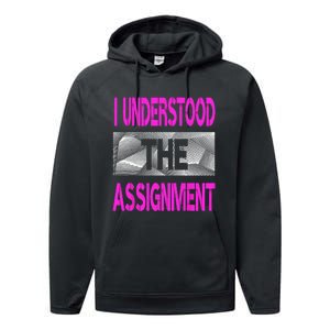 I Understood The Assignment Pink Color Graphic Performance Fleece Hoodie