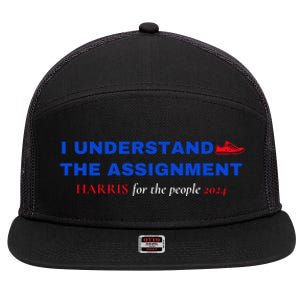 I Understand The Assignment Kamala Harris 2024 7 Panel Mesh Trucker Snapback Hat