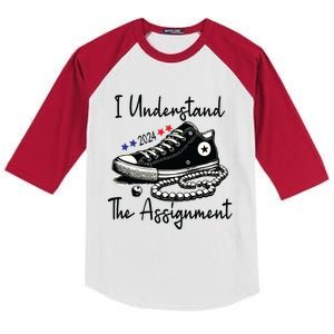 I Understand The Assignment Chucks And Pearls Election 2024 Kids Colorblock Raglan Jersey