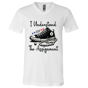 I Understand The Assignment Chucks And Pearls Election 2024 V-Neck T-Shirt