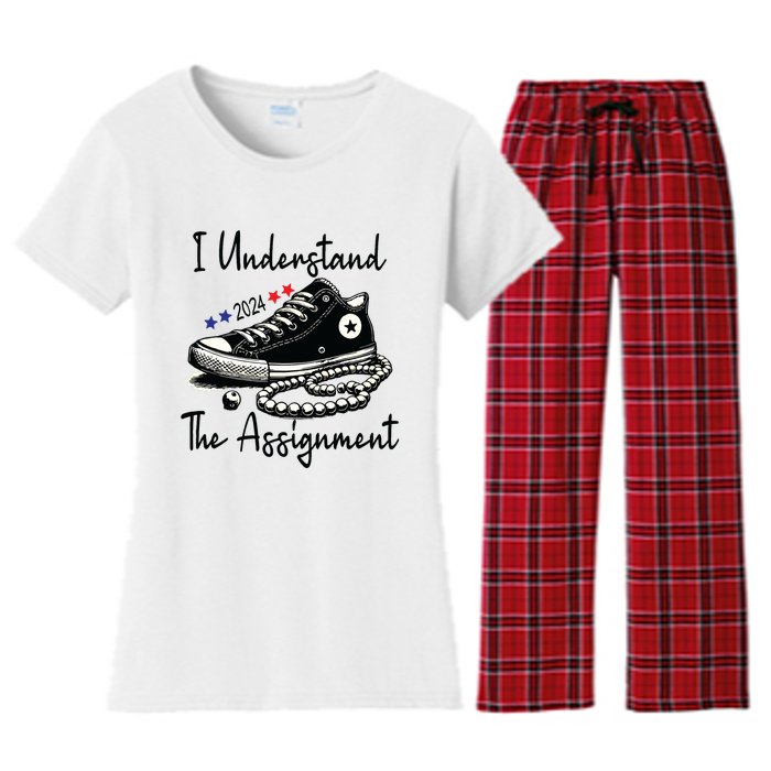 I Understand The Assignment Chucks And Pearls Election 2024 Women's Flannel Pajama Set