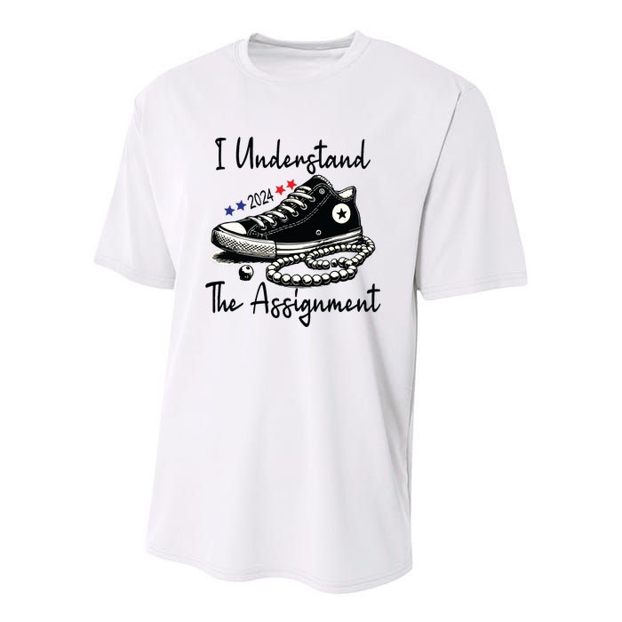 I Understand The Assignment Chucks And Pearls Election 2024 Youth Performance Sprint T-Shirt