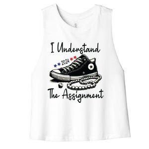 I Understand The Assignment Chucks And Pearls Election 2024 Women's Racerback Cropped Tank