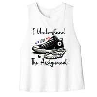 I Understand The Assignment Chucks And Pearls Election 2024 Women's Racerback Cropped Tank