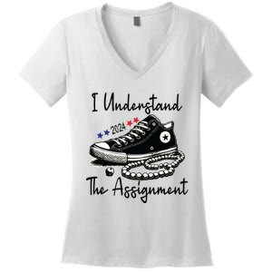 I Understand The Assignment Chucks And Pearls Election 2024 Women's V-Neck T-Shirt