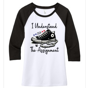 I Understand The Assignment Chucks And Pearls Election 2024 Women's Tri-Blend 3/4-Sleeve Raglan Shirt