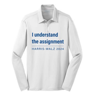 I Understand The Assignment Harris Walz 2024 Silk Touch Performance Long Sleeve Polo