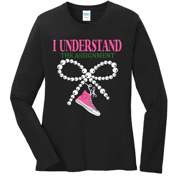 I Understand The Assignment Chucks And Pearls Election 2024 Ladies Long Sleeve Shirt