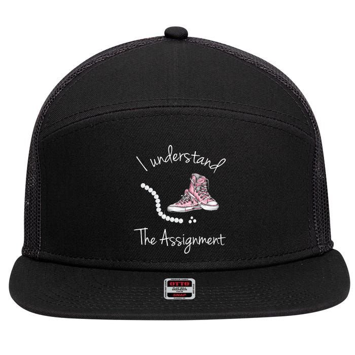I Understand The Assignment Kamala Harris Sneaker 7 Panel Mesh Trucker Snapback Hat